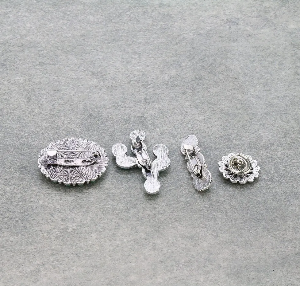 Fashion Turquoise Cactus Pin Set