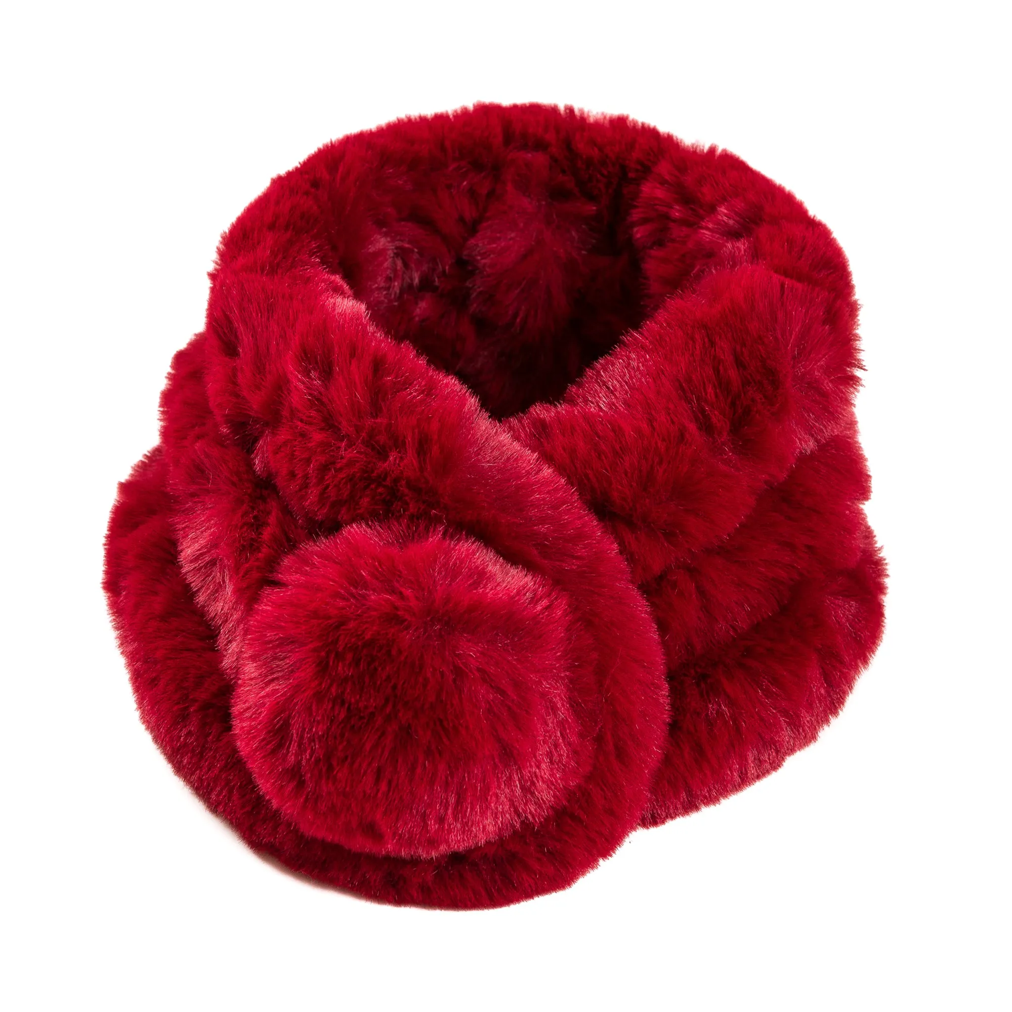 Faux Fur Collar Scarf for Women (Burgundy)