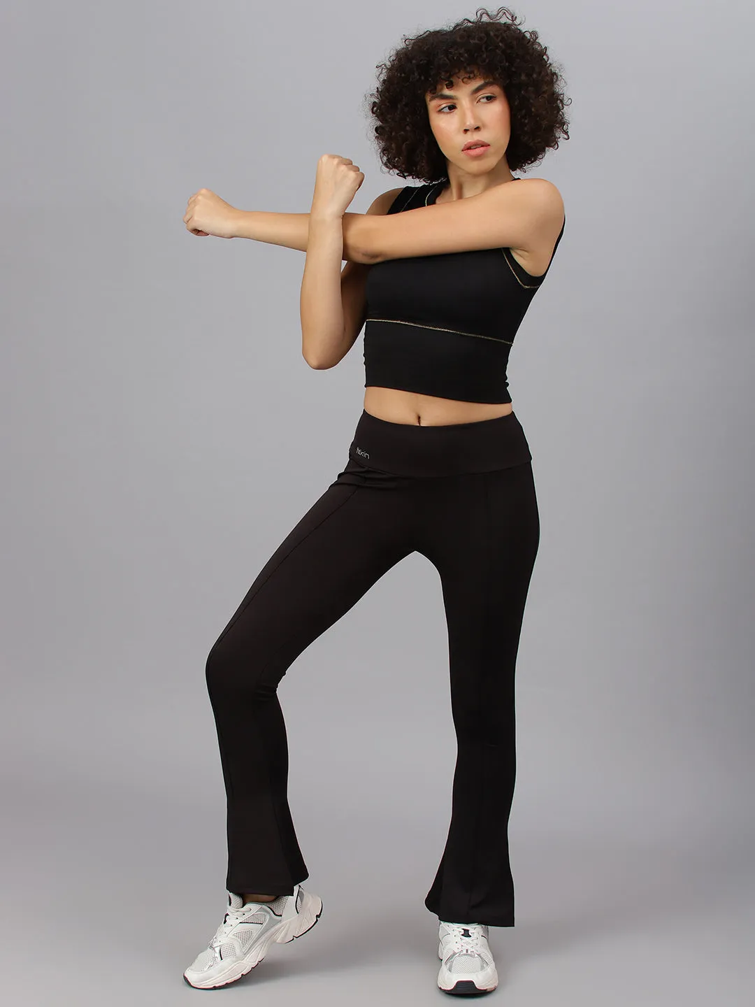 Fitkin Women's Black Bootcut Trackpant