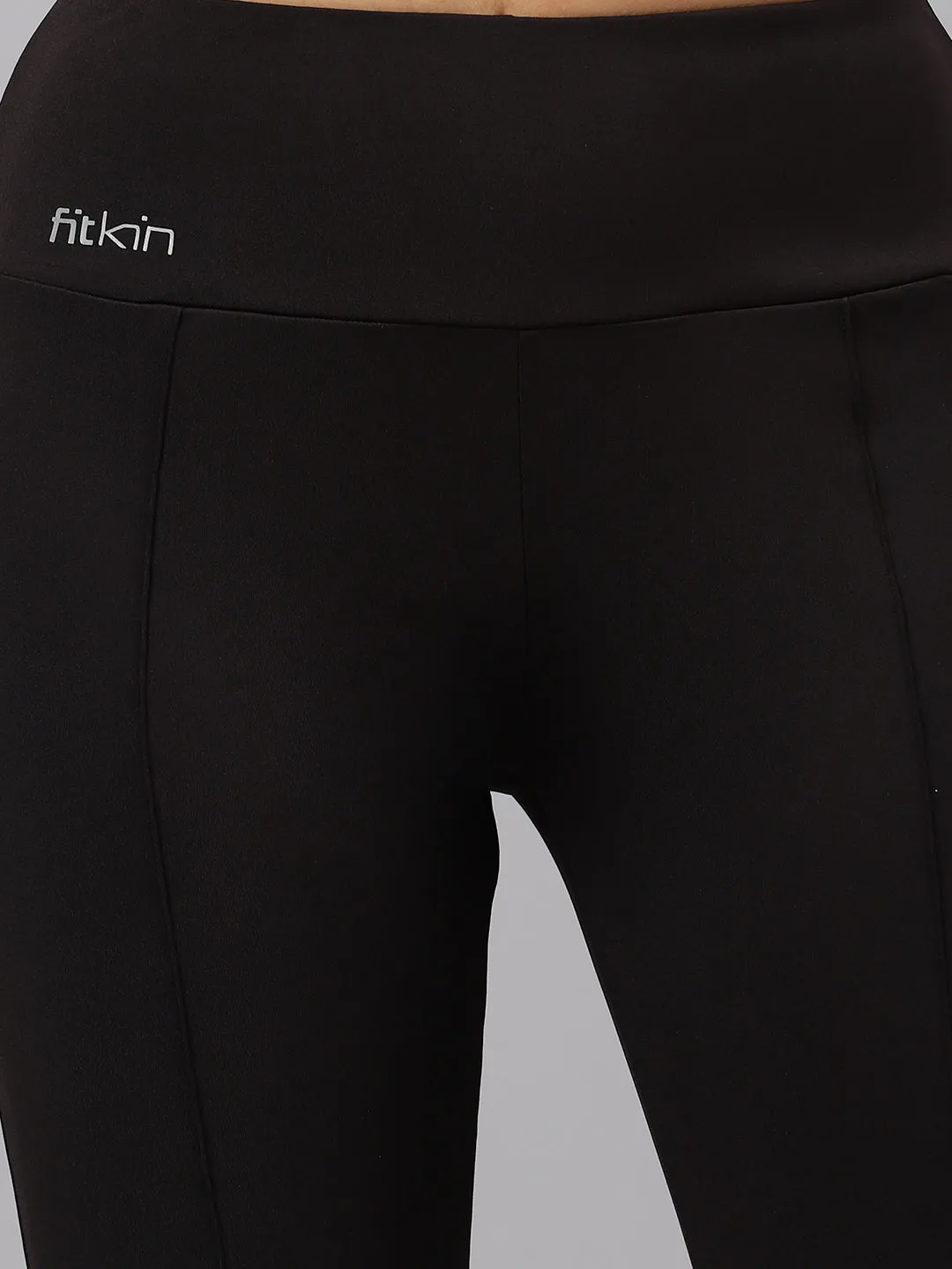 Fitkin Women's Black Bootcut Trackpant