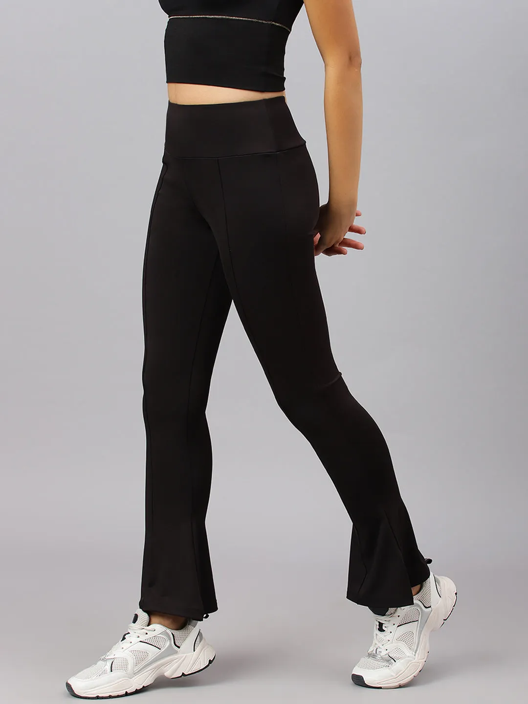 Fitkin Women's Black Bootcut Trackpant