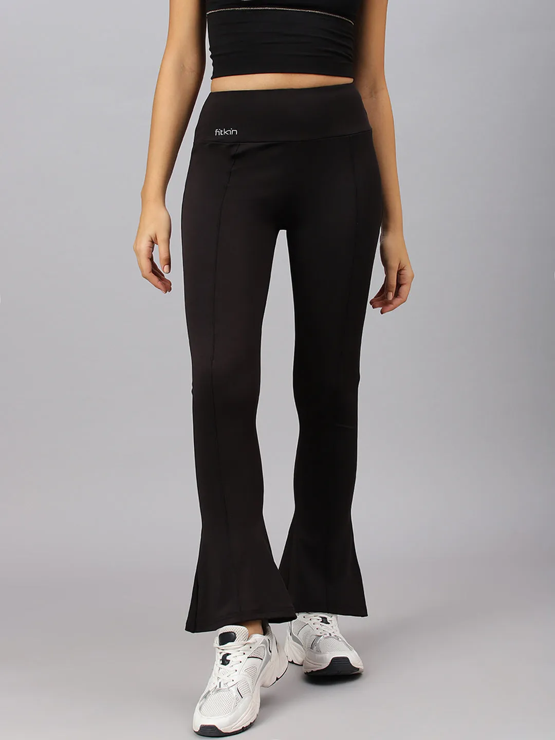 Fitkin Women's Black Bootcut Trackpant