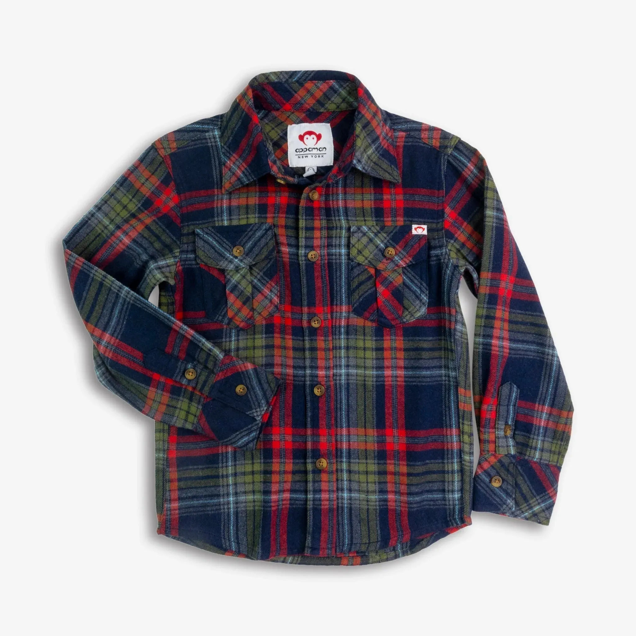 Flannel Shirt - Navy/Cranberry Plaid