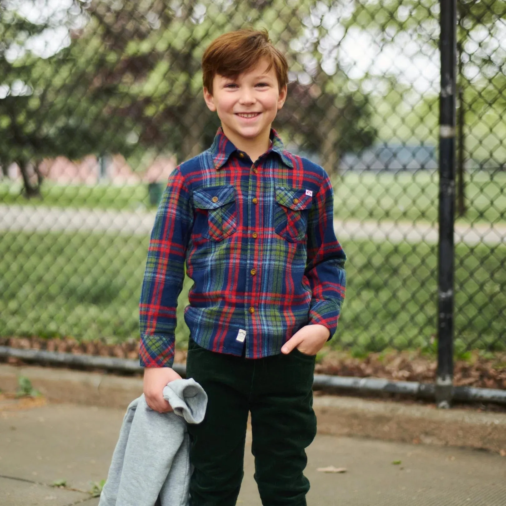 Flannel Shirt - Navy/Cranberry Plaid