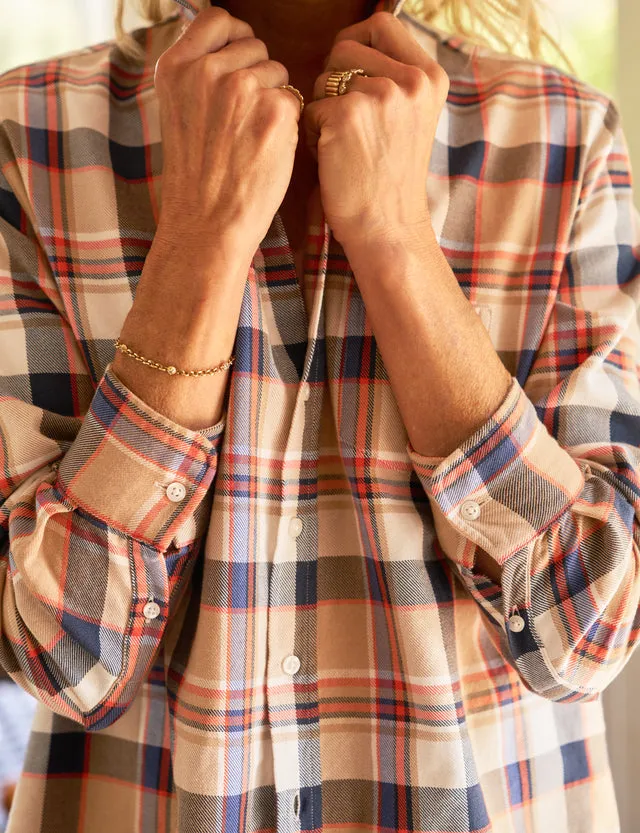 Frank & Eileen - Eileen Italian Flannel Relaxed Button-Up - Camel and Navy with Orange Plaid Shirt