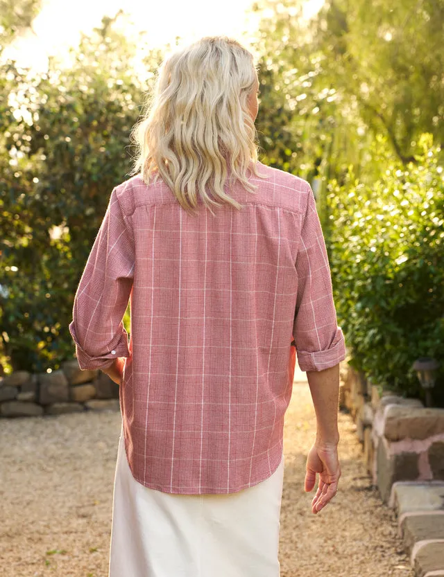 Frank & Eileen - Eileen Italian Flannel Relaxed Button-Up Shirt - Red Houndstooth Plaid