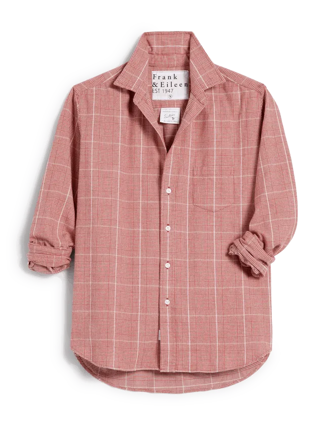 Frank & Eileen - Eileen Italian Flannel Relaxed Button-Up Shirt - Red Houndstooth Plaid