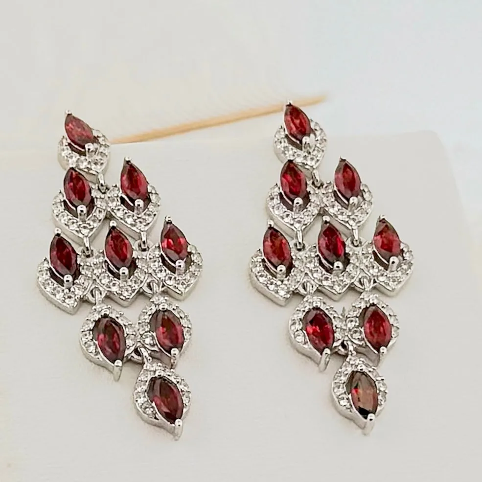 Garnet and Topaz Statement Earrings