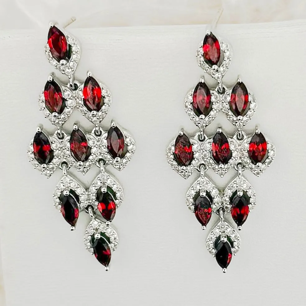 Garnet and Topaz Statement Earrings
