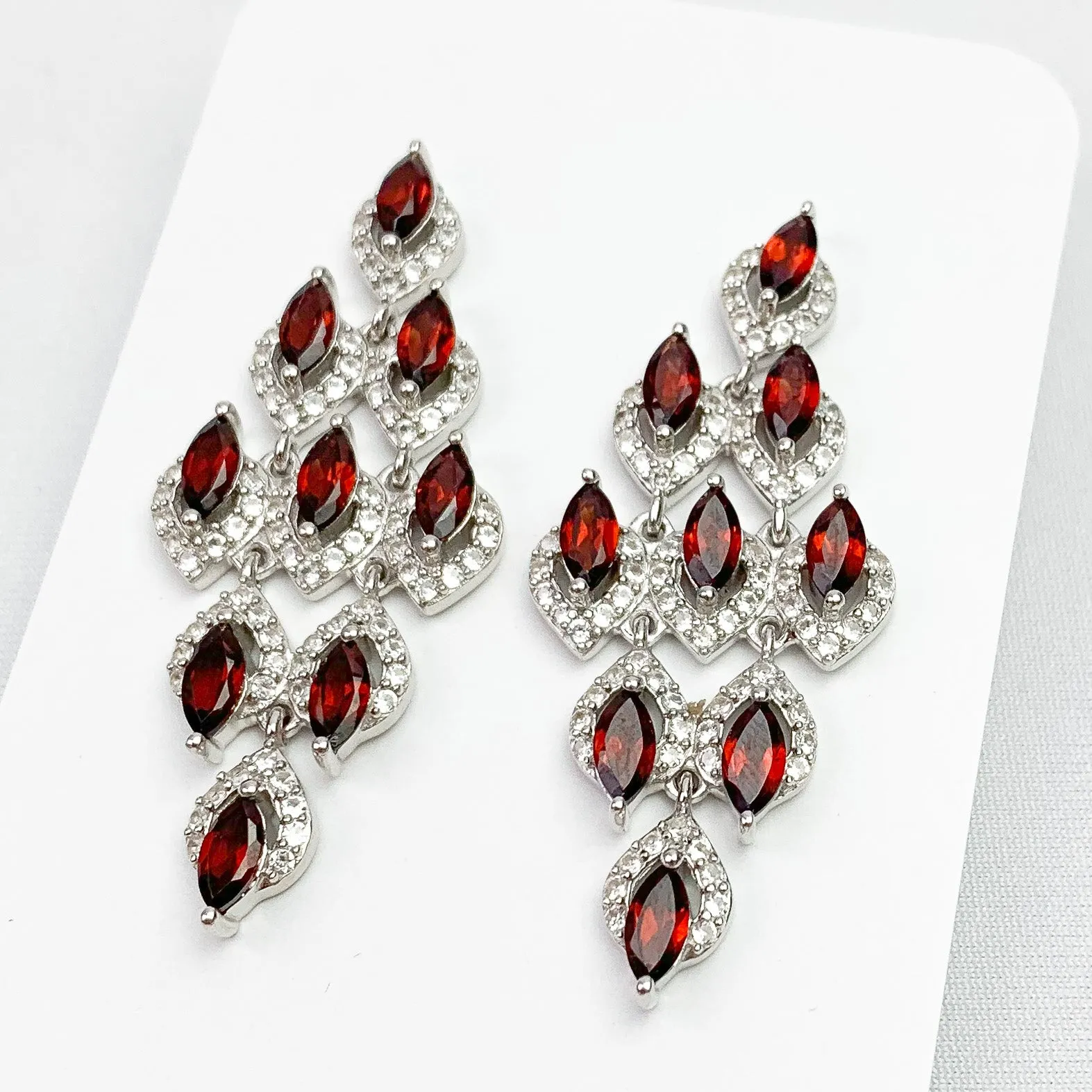 Garnet and Topaz Statement Earrings
