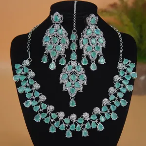 Gemstone Silver Zirconia Designer Necklace Set