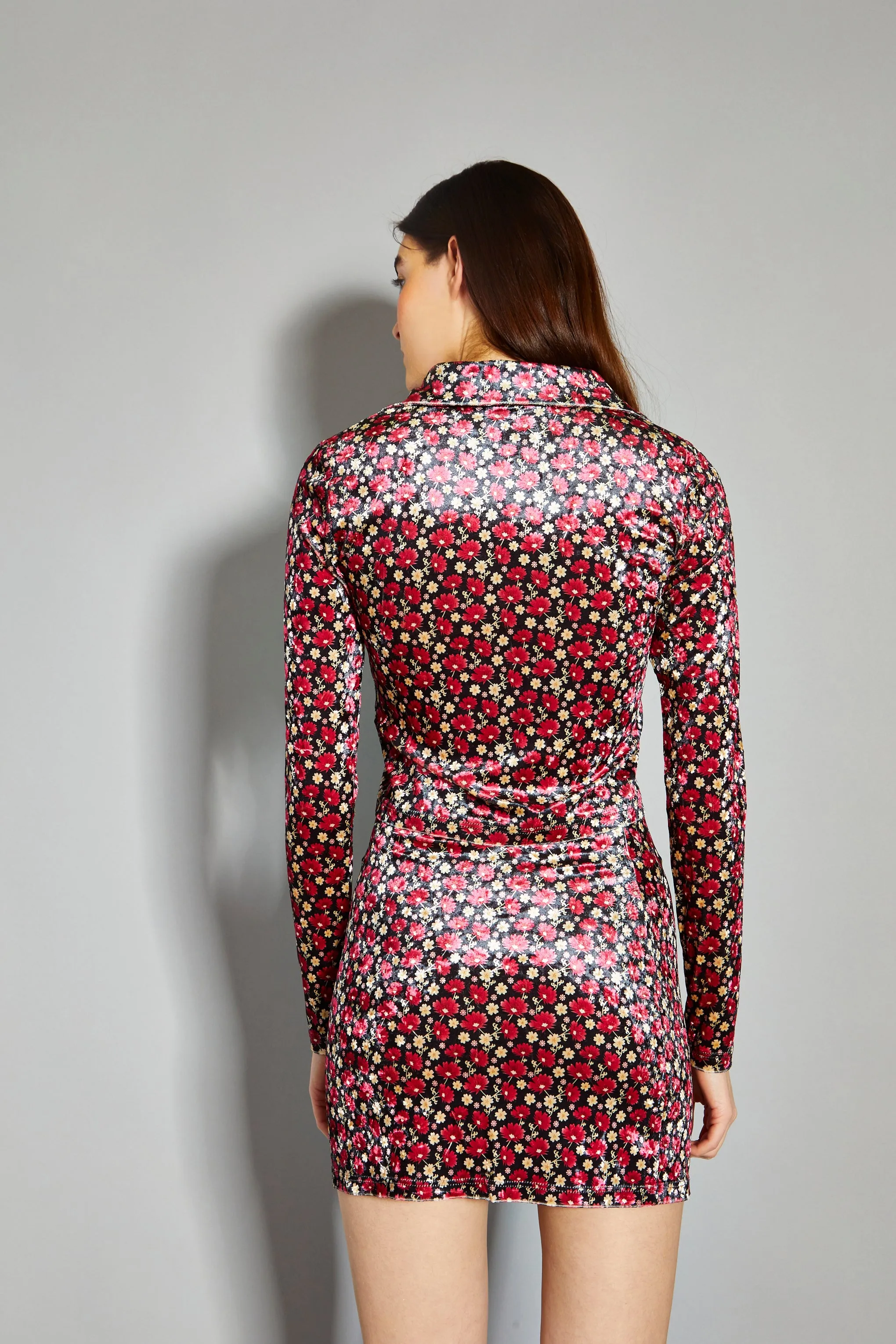 Glamorous Floral Print Velvet Mini Skirt