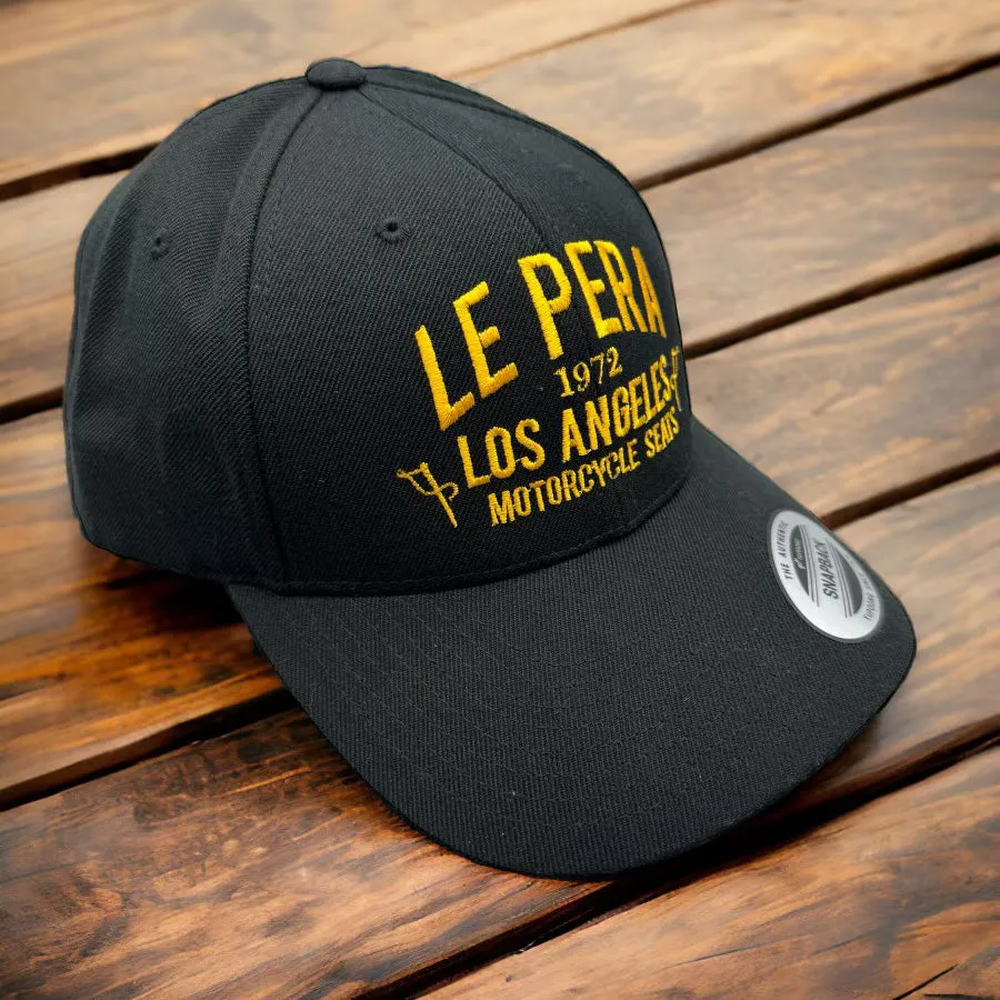 Gold Text Snapback Round Bill Hat