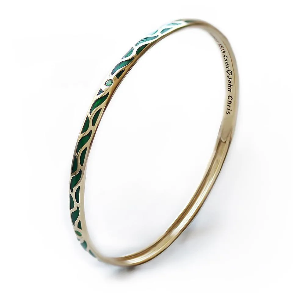 Great Wave - Emerald gold bangles for women