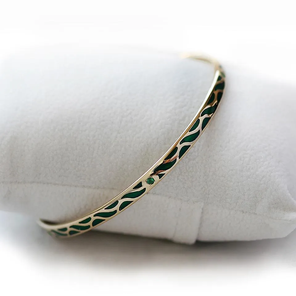 Great Wave - Emerald gold bangles for women