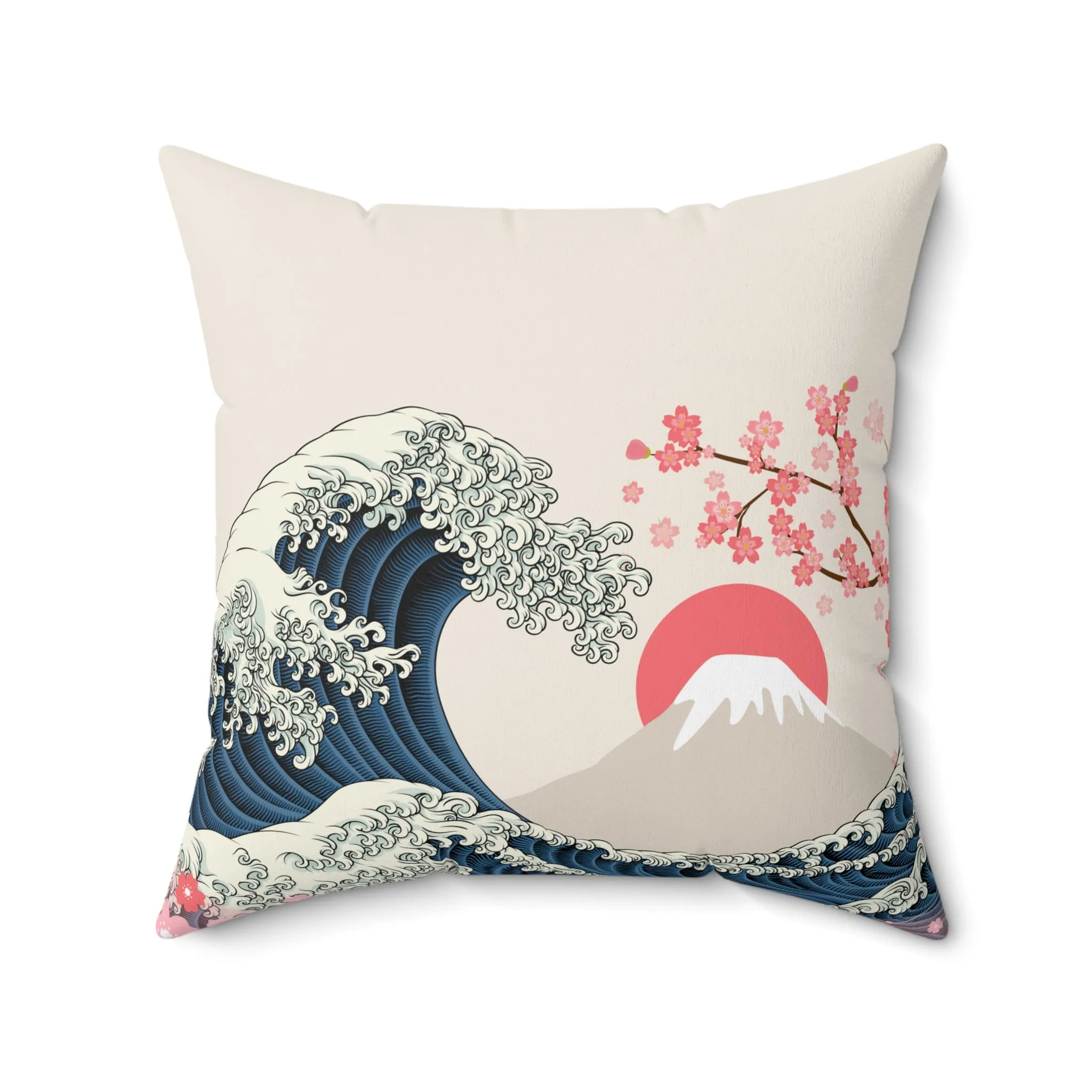 Great Wave Throw Pillow - Classic Hokusai Wave Design