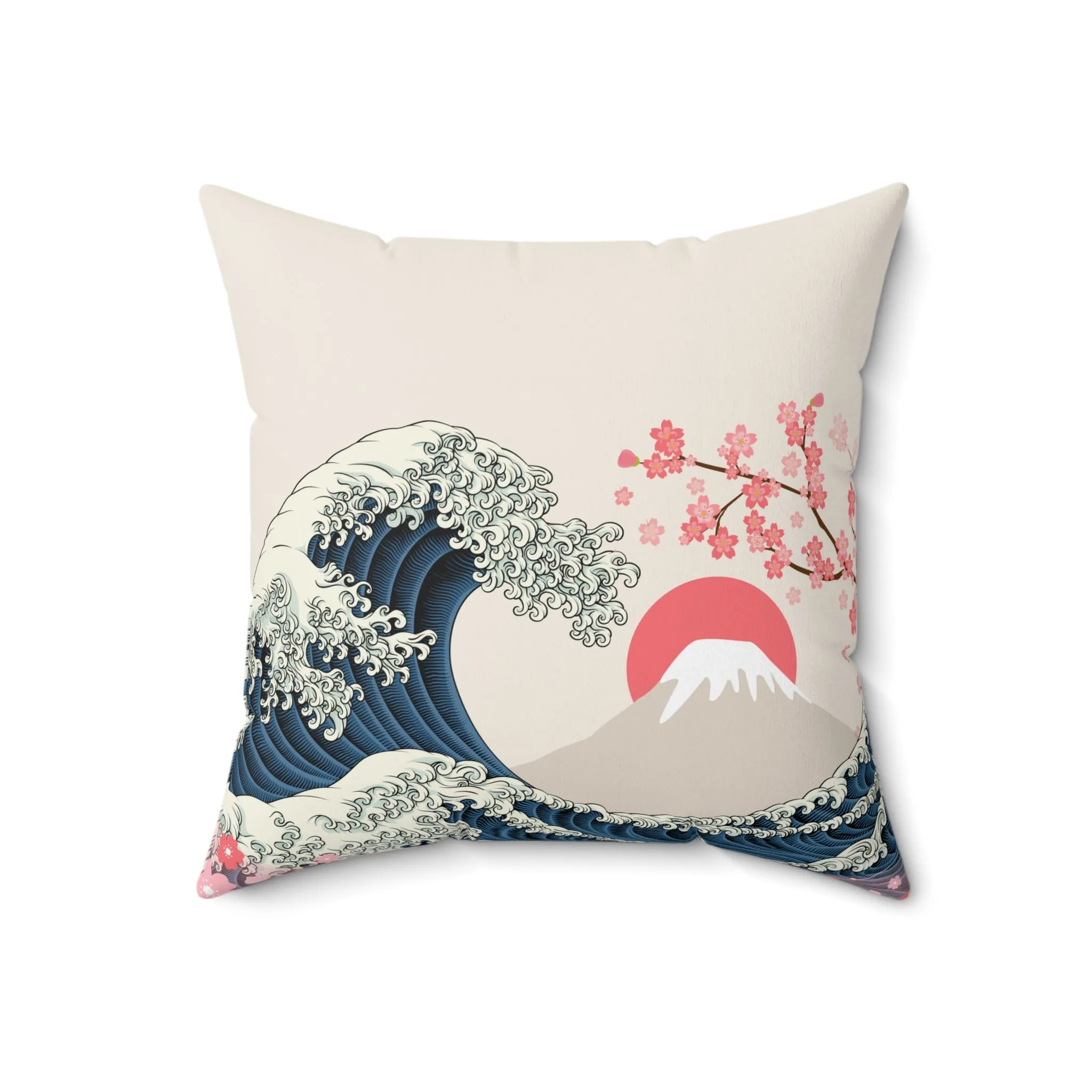 Great Wave Throw Pillow - Classic Hokusai Wave Design