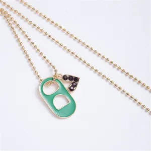 Green Enamel & Cubic Zirconia 18K Gold-Plated Pig Nose Heart Pendant Necklace
