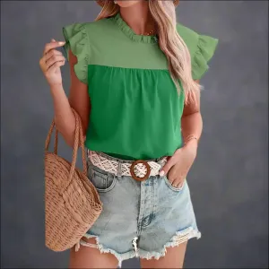 Green Goddess Gone Wild: Chic Bright Green Pleated Ruffle Blouse!