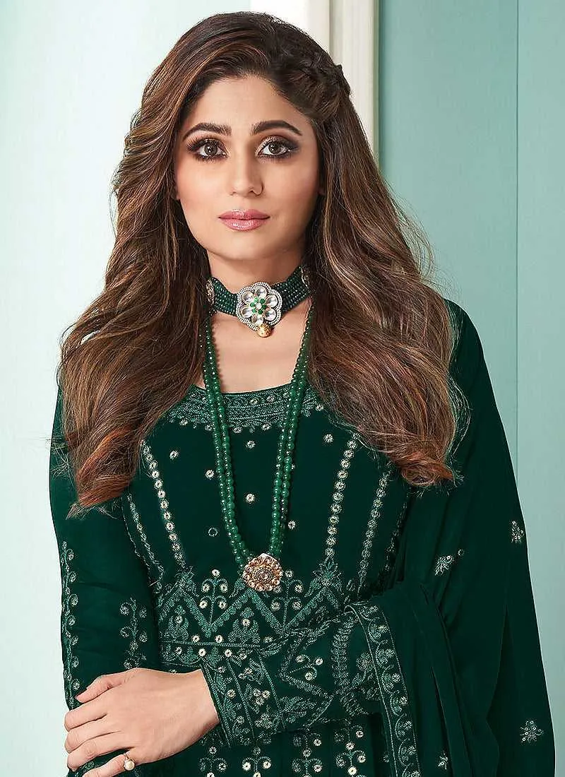 Green Heavy Embroidered Gown Style Anarkali