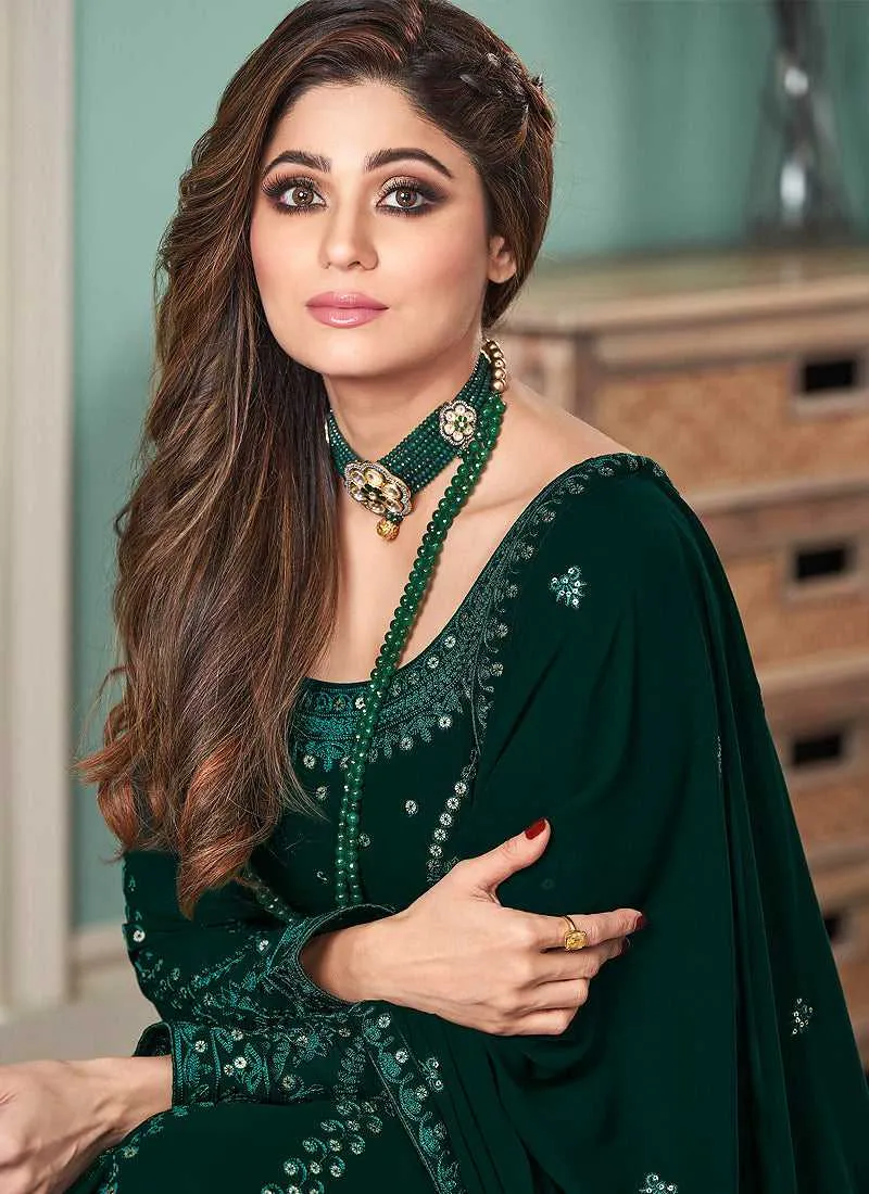 Green Heavy Embroidered Gown Style Anarkali