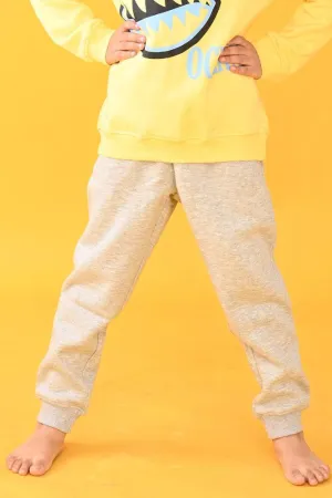 GREY MELANGE FLEECE WARM BOYS JOGGER - GREY
