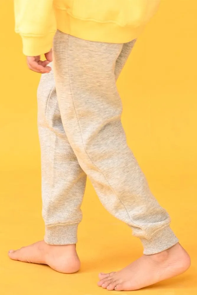 GREY MELANGE FLEECE WARM BOYS JOGGER - GREY