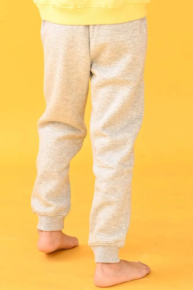 GREY MELANGE FLEECE WARM BOYS JOGGER - GREY