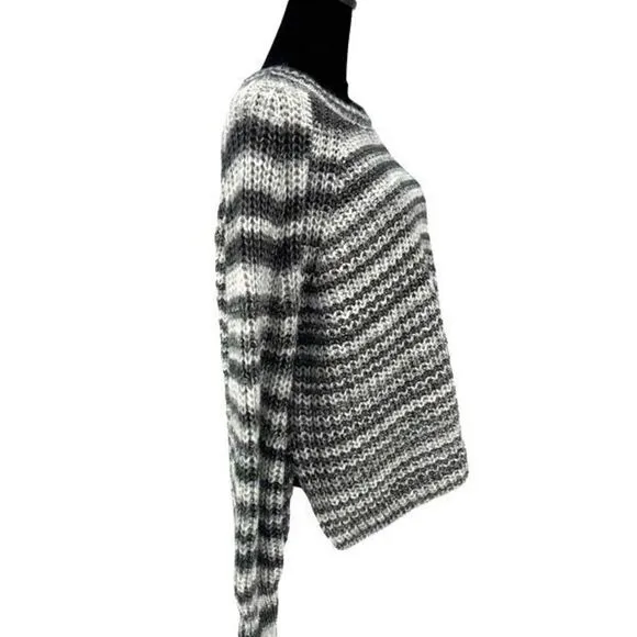 Halogen Womens Metallic Striped Knit Crewneck Sweater Size XL Rich Black NWOT