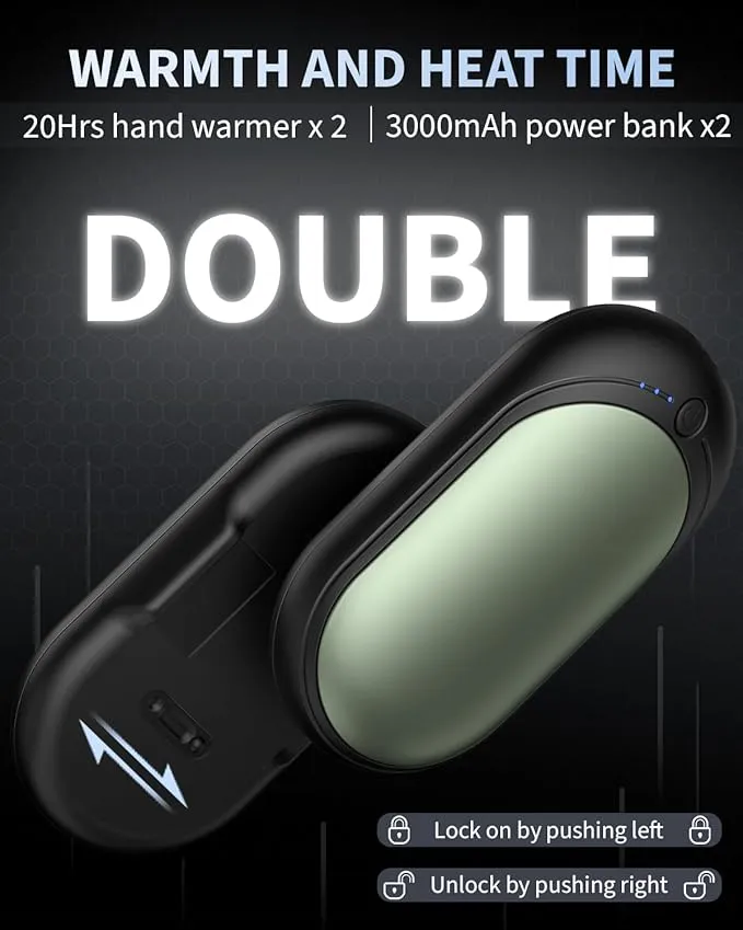 Hand Warmers Rechargeable, KNIFOD 2 Pack 6000mAh Portable Electric Handwarmers, Reusable USB Pocket Heater Great for Raynauds, Hunting, Golf, Camping, Christmas Outdoor, Women Mens Warm Gifts