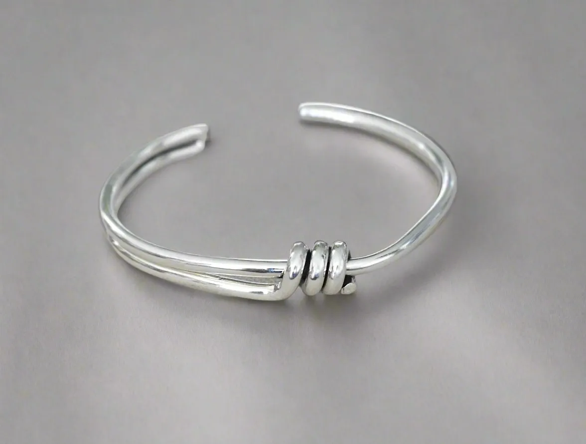 Handmade Fashion Knot Twisted Cuff Bracelet Sterling Silver Bracelet Jewelry