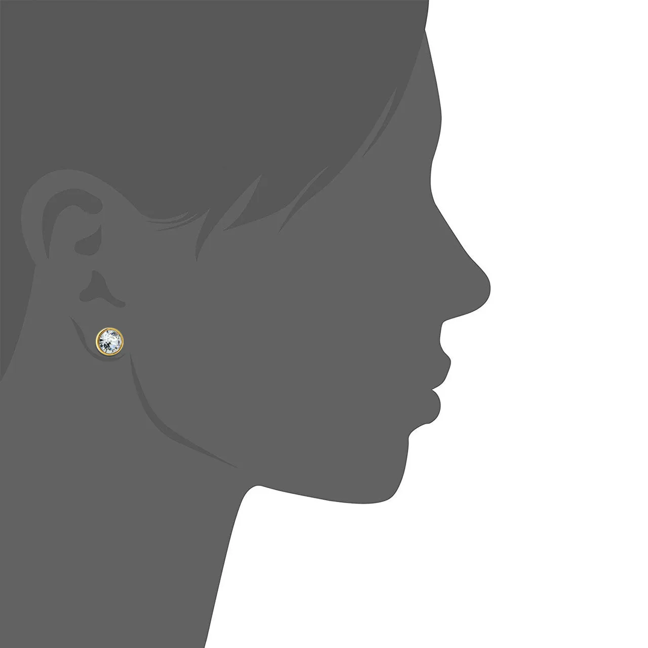 Harley Stud Earrings with White Clear Round Crystals from Swarovski Gold Plated