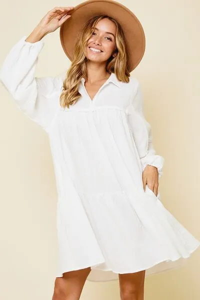 Hazel Blues® |  Ces Femme Johnny Collar Balloon Sleeve Mini Dress