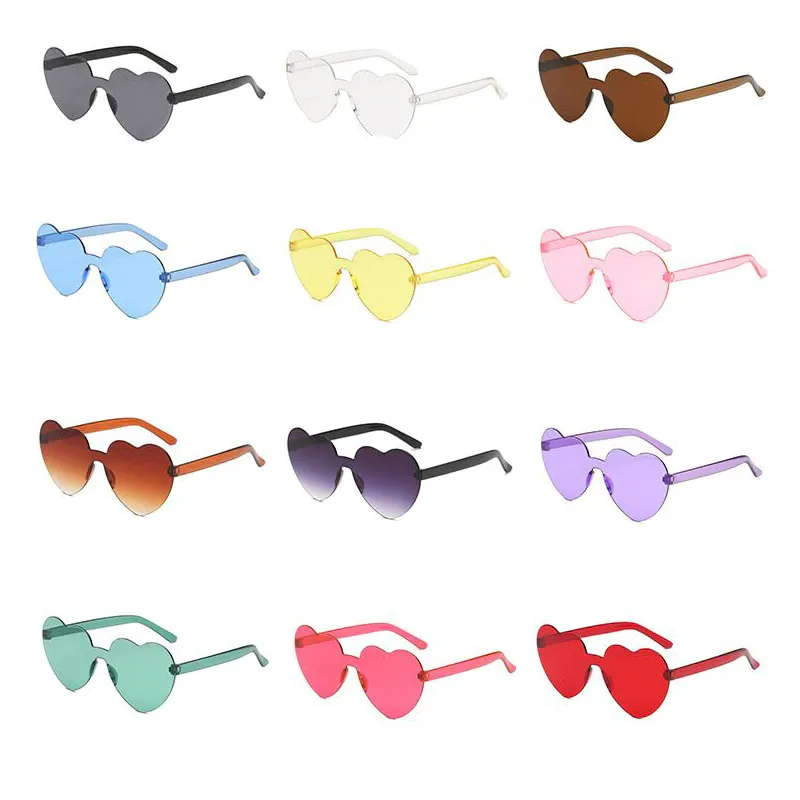 Heart-Eyes Rimless Sunglasses