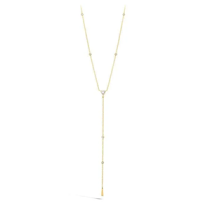 Hearts on Fire 18k Yellow Gold Triplicity Triangle Lariat Necklace