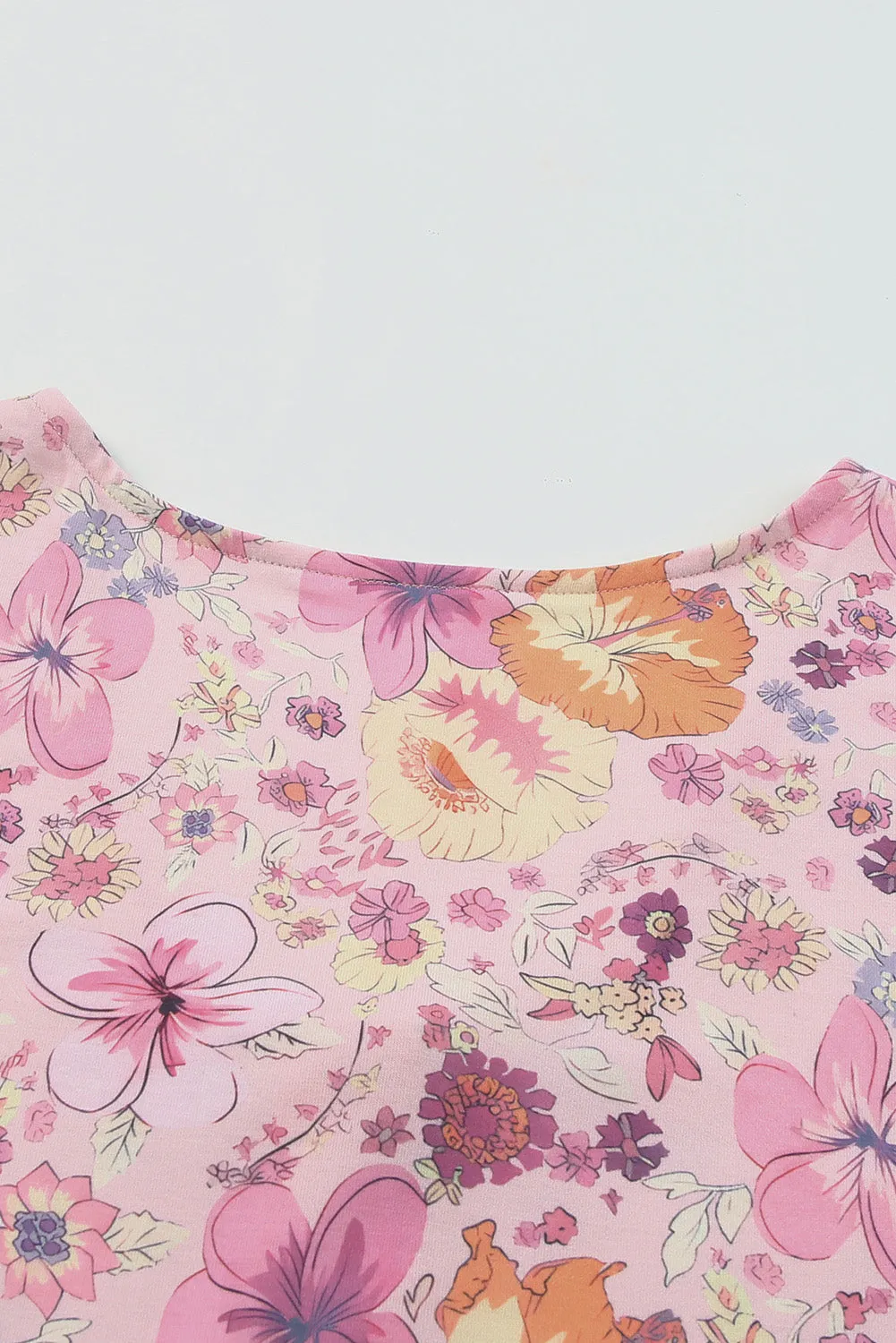 Hibiscus Floral Print Ruffle Short Dress