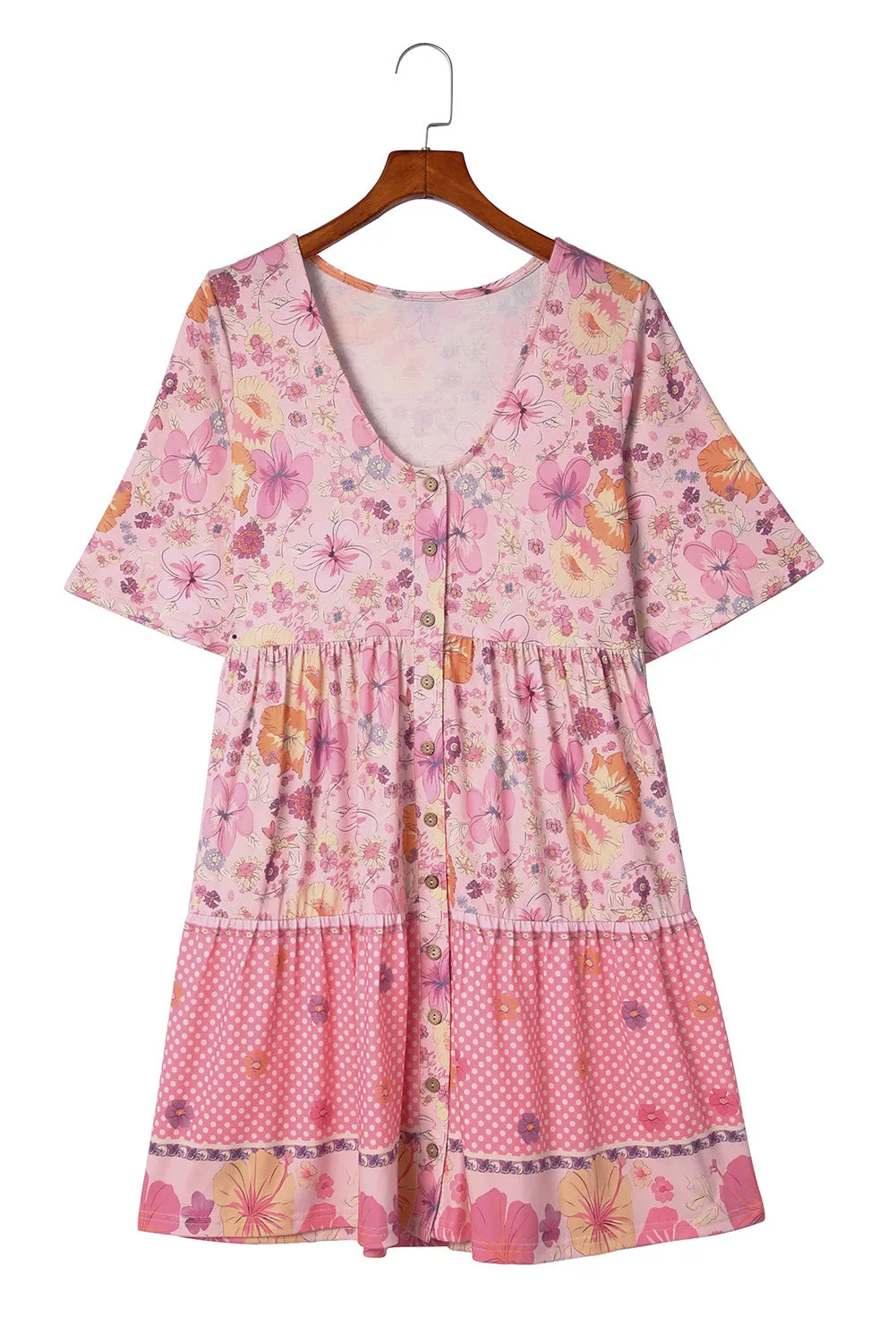 Hibiscus Floral Print Ruffle Short Dress