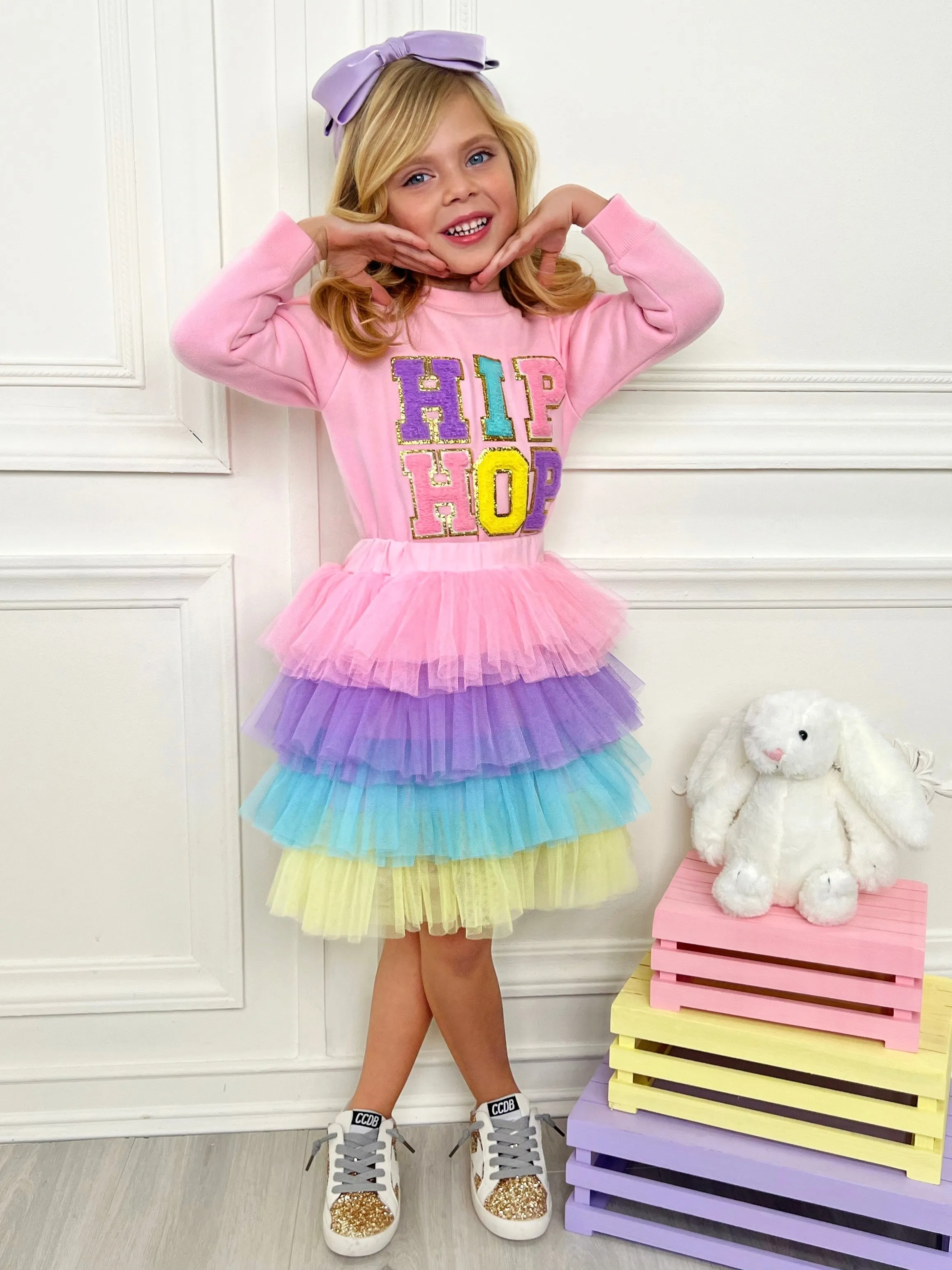 Hip Hop Sparkle Sweatshirt Tutu Skirt Set