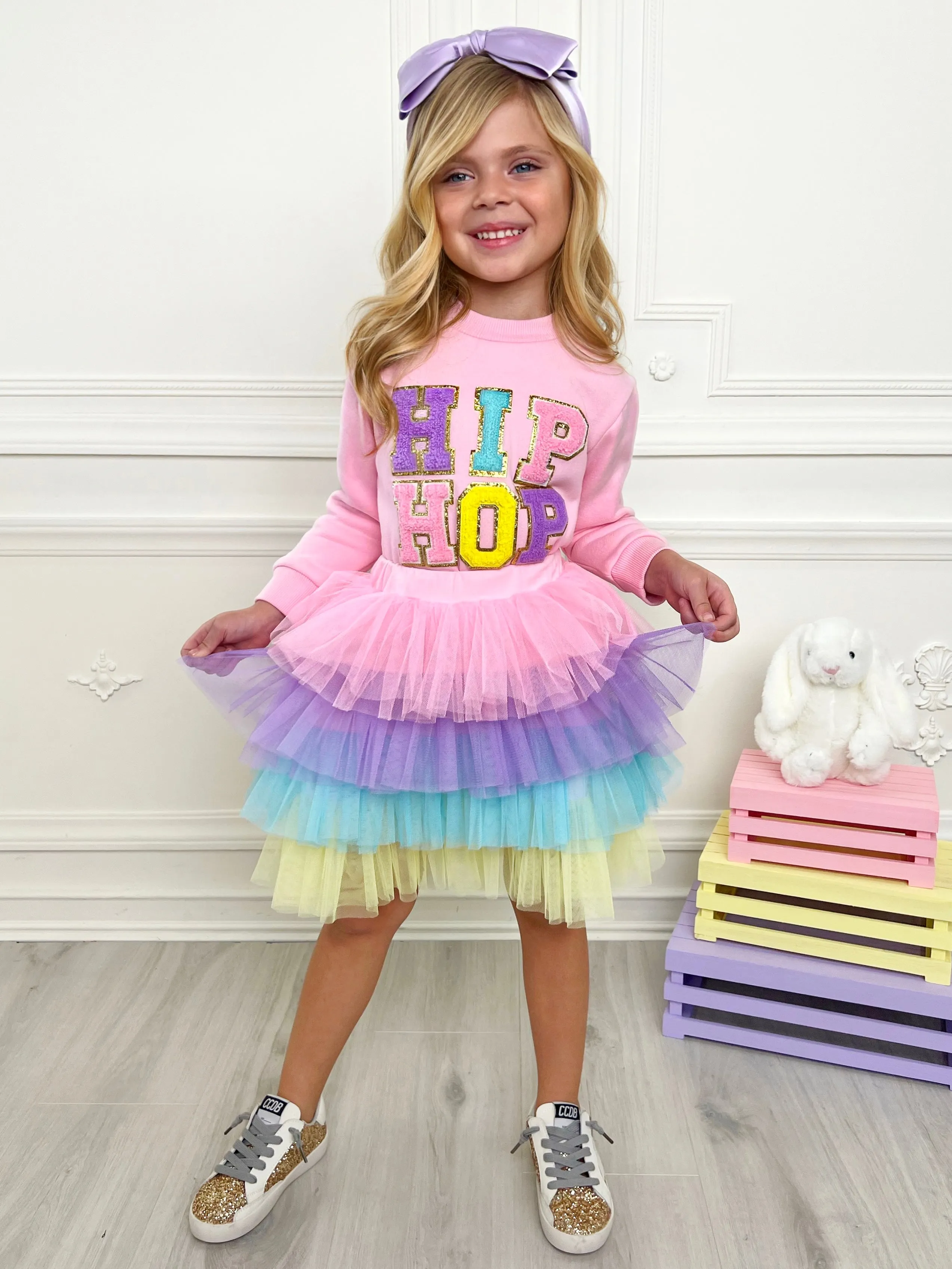 Hip Hop Sparkle Sweatshirt Tutu Skirt Set