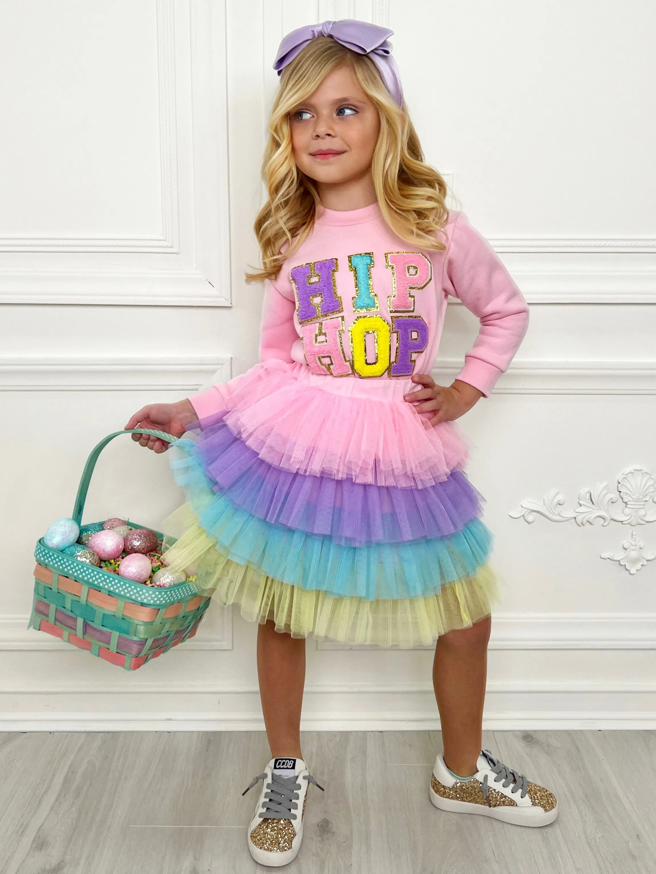 Hip Hop Sparkle Sweatshirt Tutu Skirt Set