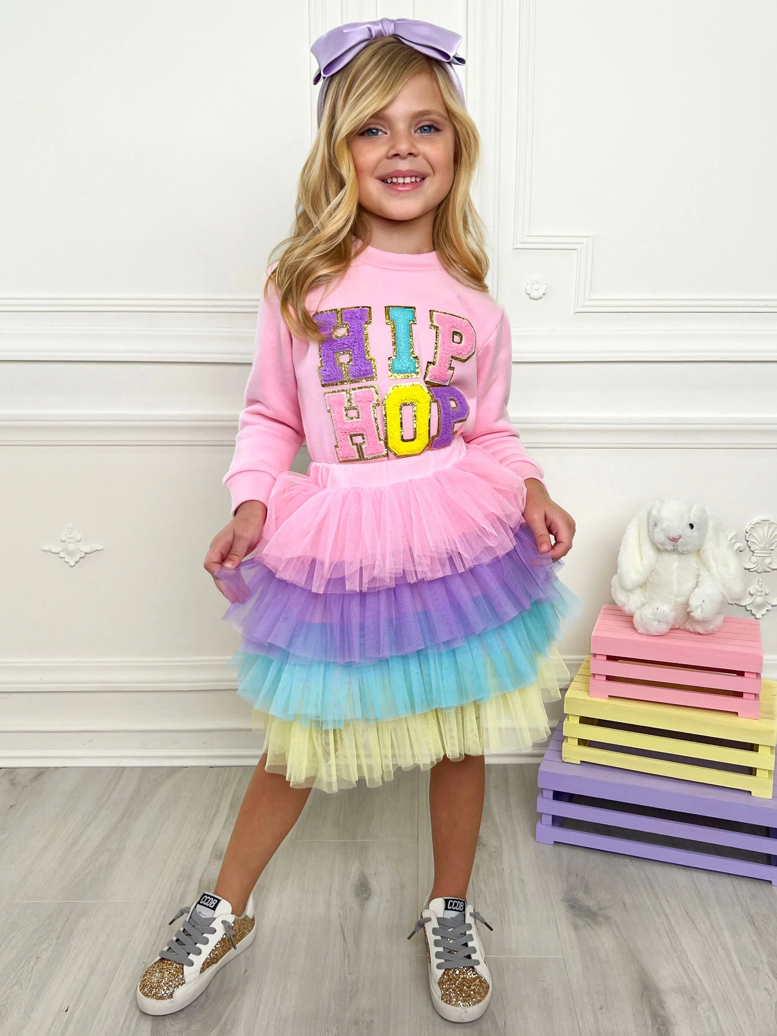 Hip Hop Sparkle Sweatshirt Tutu Skirt Set
