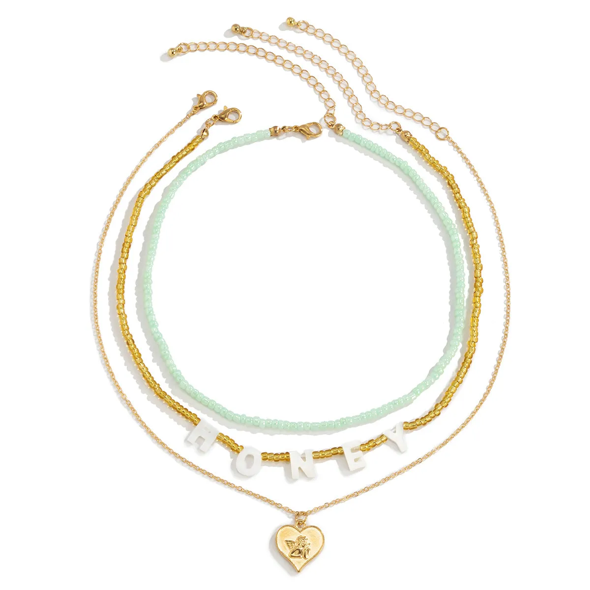 Howlite & Acrylic 18K Gold-Plated 'Honey' Angel Heart Pendant Necklace Set