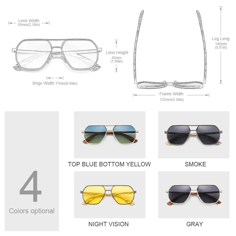 Hu Wood Alloy Wooden Unisex Fashion Polarized Sunglasses
