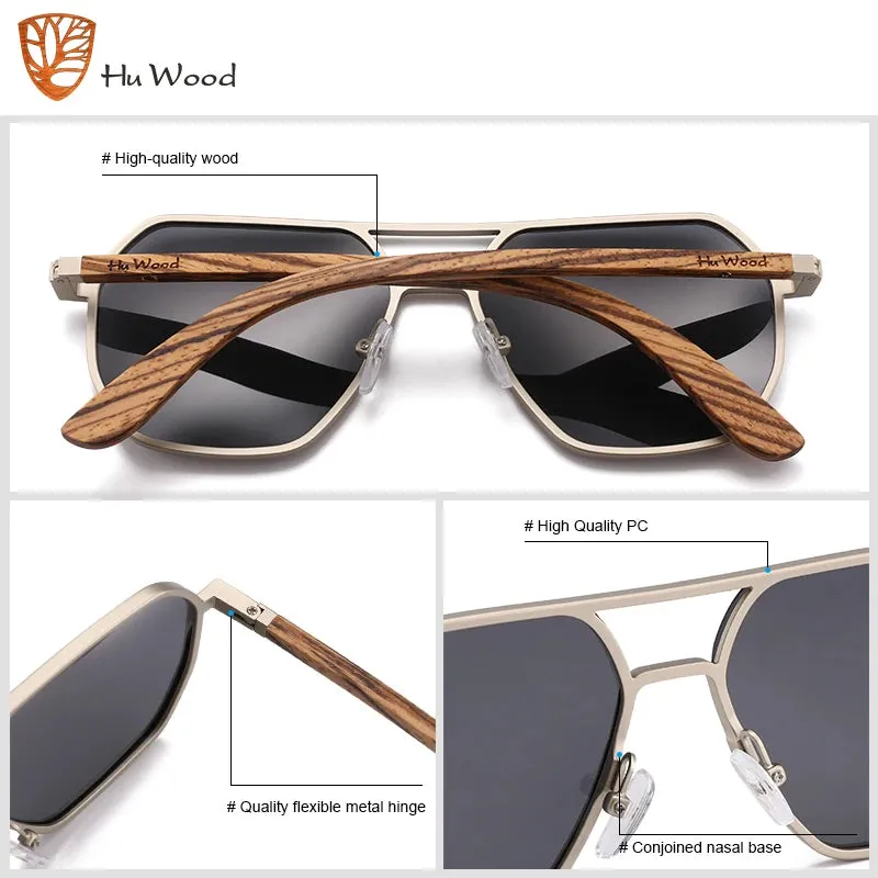 Hu Wood Alloy Wooden Unisex Fashion Polarized Sunglasses