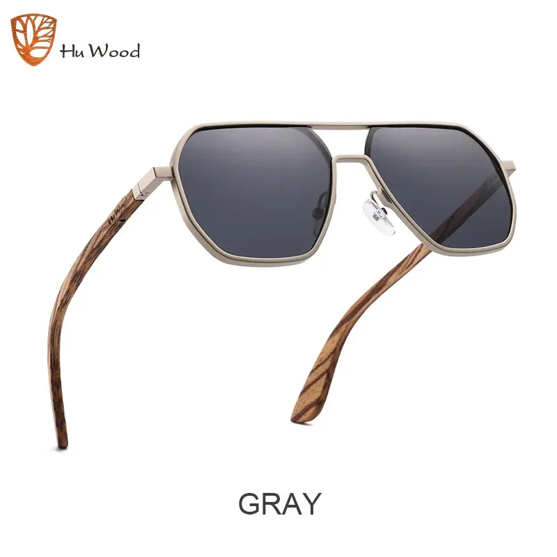 Hu Wood Alloy Wooden Unisex Fashion Polarized Sunglasses