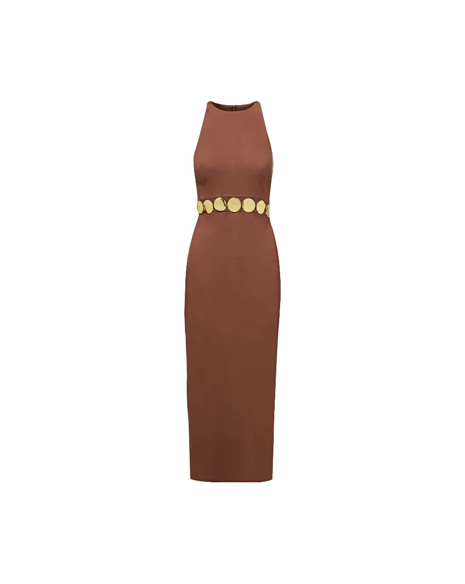 Isla Gold-Medallion Midi Dress - Light Chicory