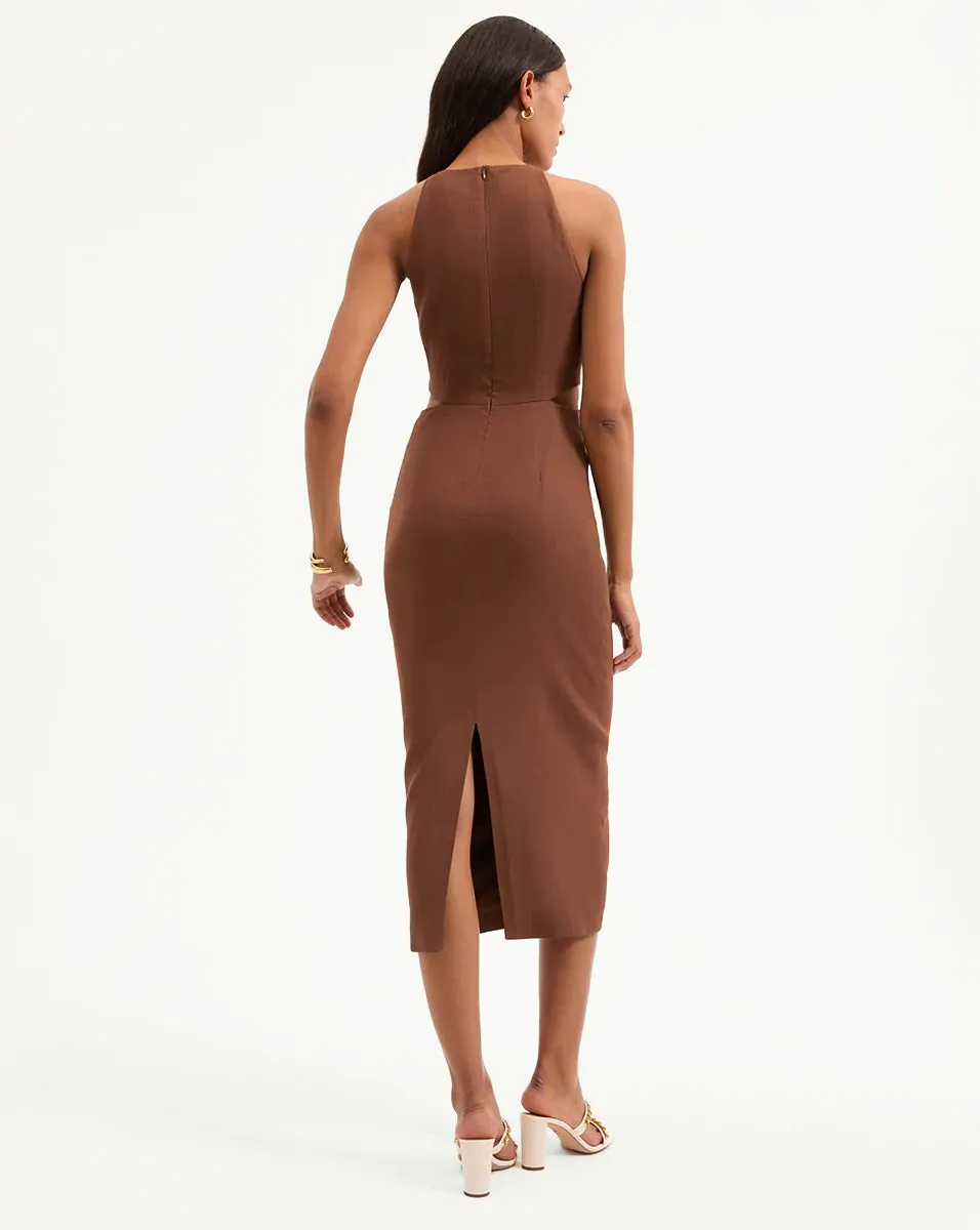 Isla Gold-Medallion Midi Dress - Light Chicory