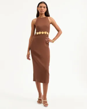 Isla Gold-Medallion Midi Dress - Light Chicory