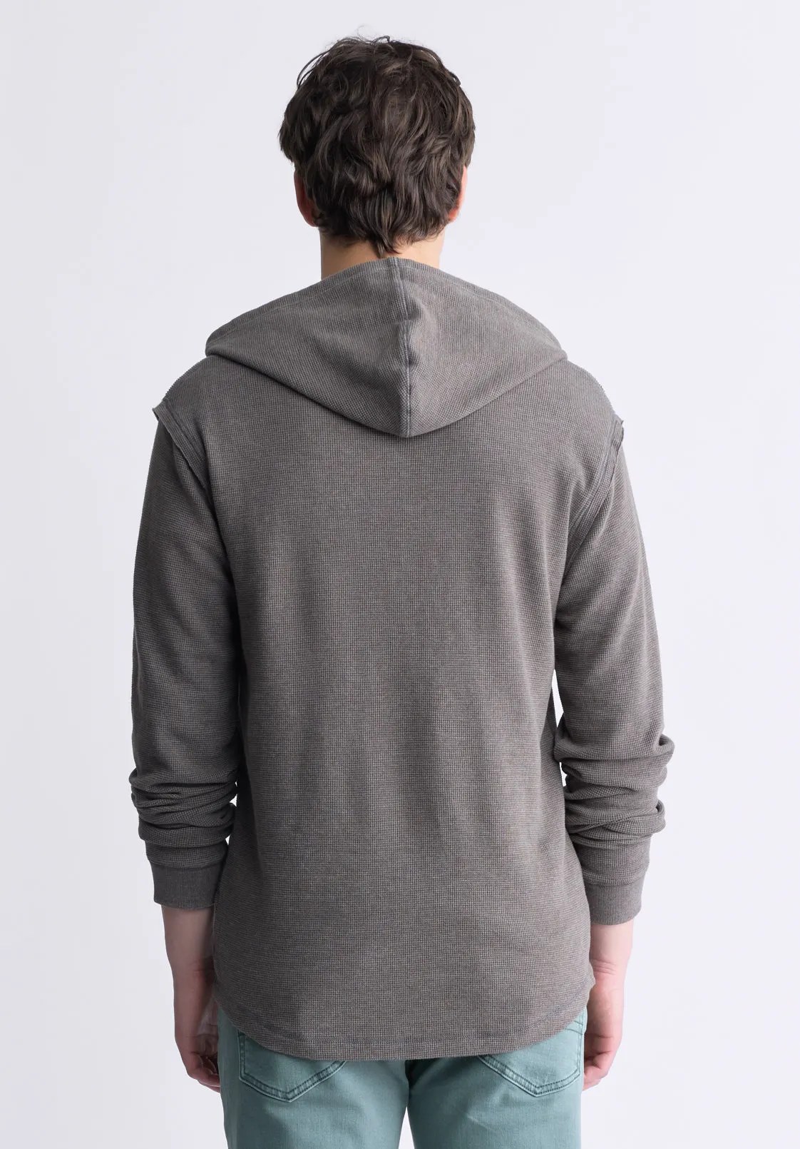Kafom Men's Hooded Long-Sleeve Top, Chocolate - BM24433