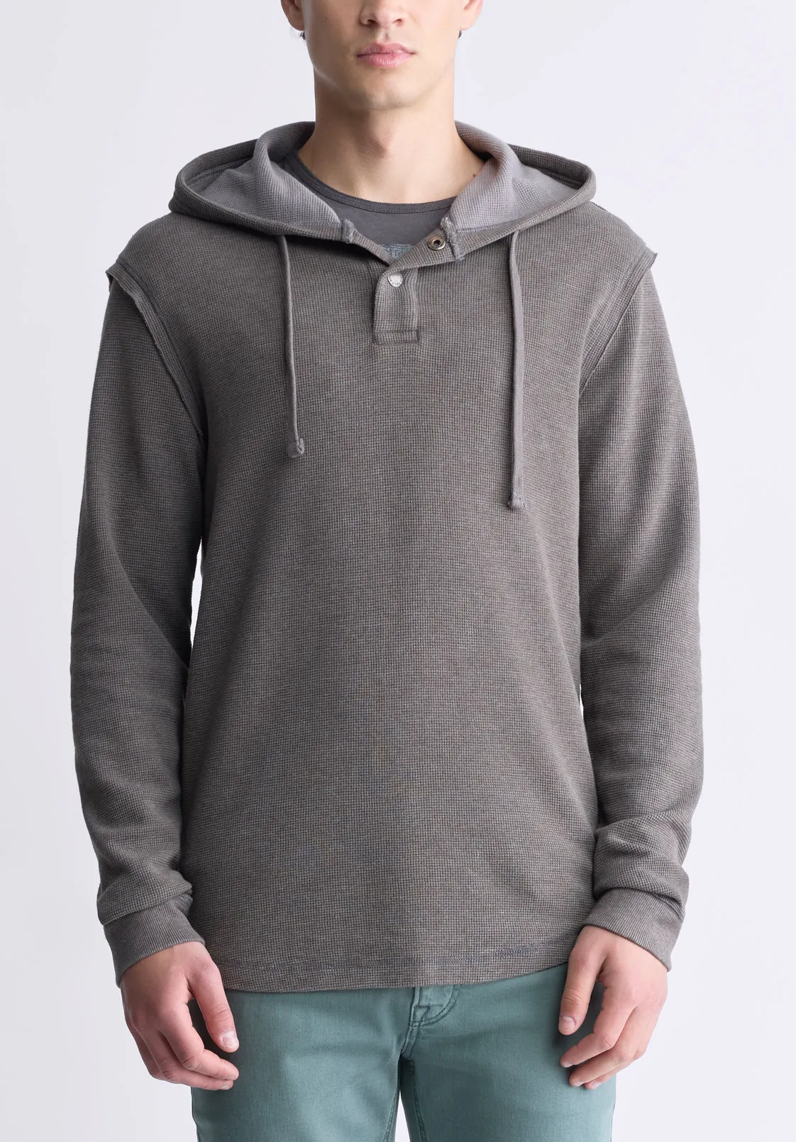 Kafom Men's Hooded Long-Sleeve Top, Chocolate - BM24433